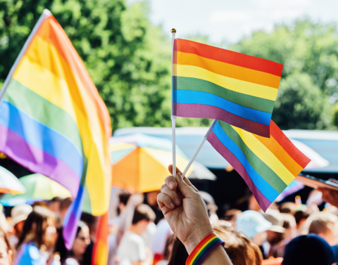 Pride flags at a parade