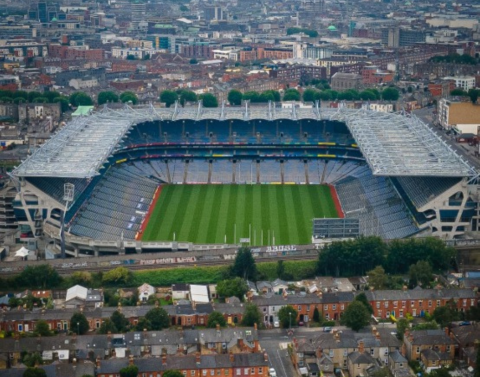 Aerial image of Croke Park stadium in Dublin City